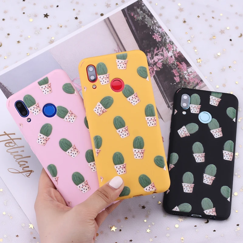 

For Xiaomi Mi Redmi Note 5 6 7 8 9 10 lite Pro Plus Cute Cartoon Cactus Plant Art Candy Silicone Phone Case Cover Capa Fundas