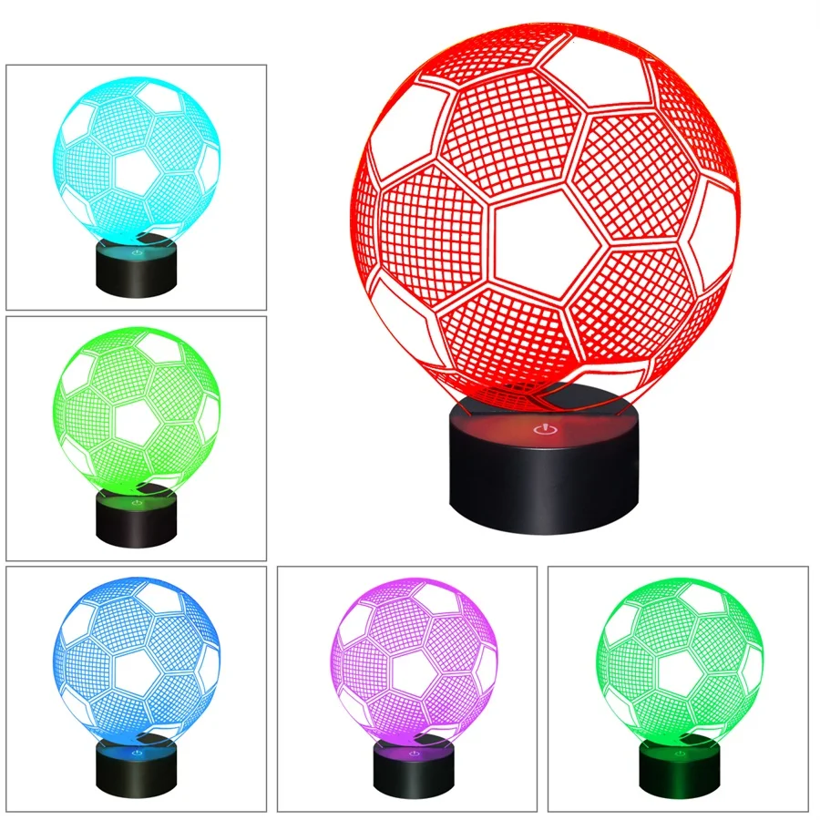 3D Футбол светильник светодиодный ночник сенсорный выключатель RGB Новинка огни 7 цветов настольные лампы