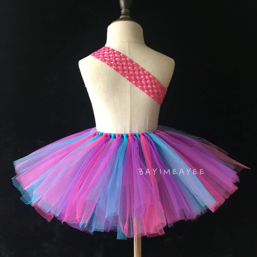 Разноцветные юбки-пачки для девочек с цветами детская пышная Тюлевая балетная