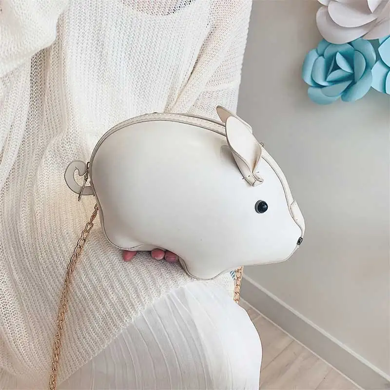 HuckLuto 2019 New Promotion Sale Fashion Casual Cute Chain Pink White Small Shoulder Pig Bag Leather Youth Women's Messenger | Багаж и