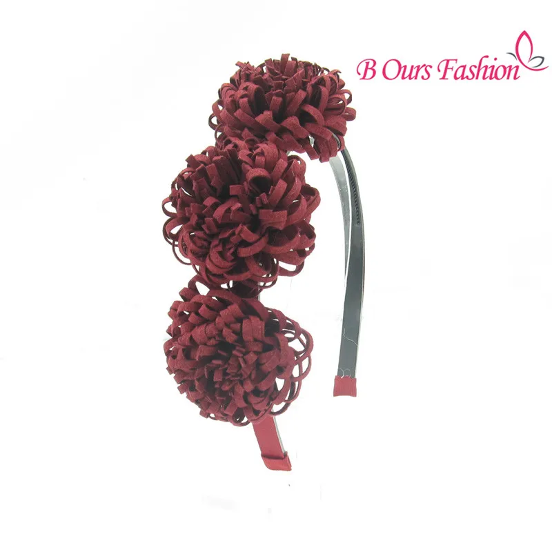 big flower wine Модная замшевая тессальная Цветочная повязка для волос, Детские модные аксессуары для волос, пластиковая лента с зубами - Цвет: big flower wine