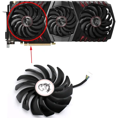 One fan1 Для MSI GTX1080Ti GAMING X TRIO видеокарта вентилятор охлаждения PLD10010S12HH DC12V 0.40A - Цвет лезвия: One fan1