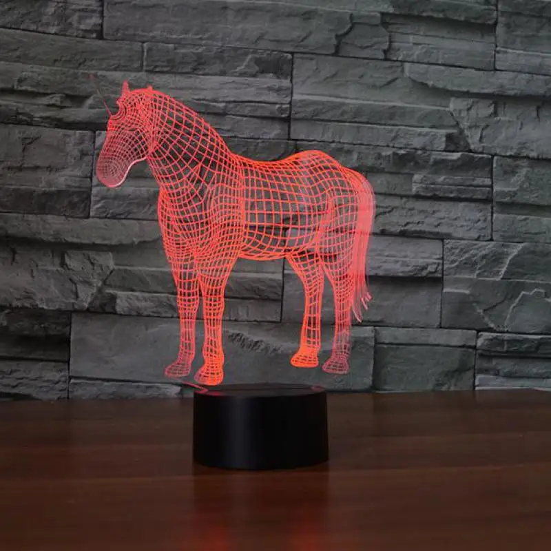 Model Acrylic Table 3d Lamp 7 color change ponies Led Nightlight Children's room decoration 3D night light | Лампы и освещение