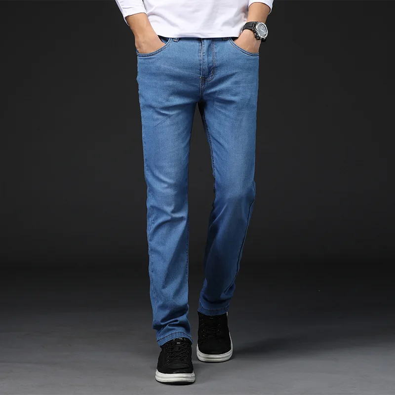 Новые модные мужские джинсы стрейч бизнес размера плюс повседневные уличные