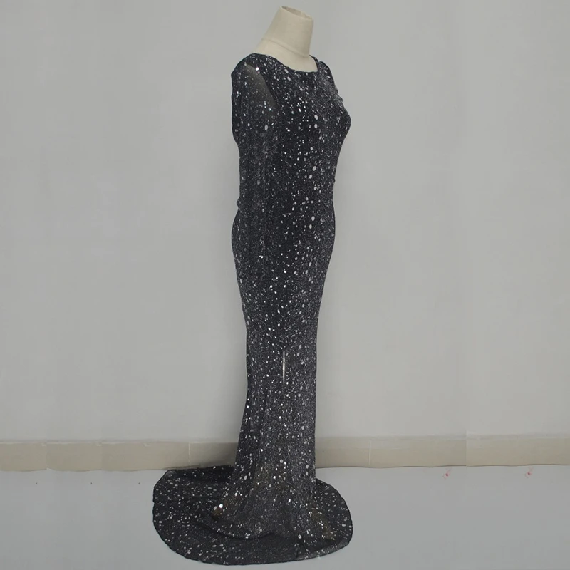 MUXU vestido de festa сексуальное длинное платье черное блестящее с открытой спиной