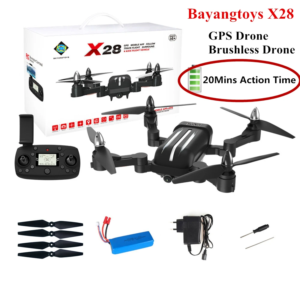 Bayangtoys X28 бесщеточный Квадрокоптер с 1080P HD камерой RC вертолет складной Дрон GPS