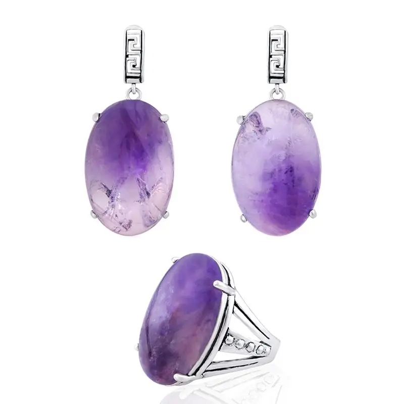 OCESRIO винтажный белый опал ювелирный набор для женщин камень кольцо большие