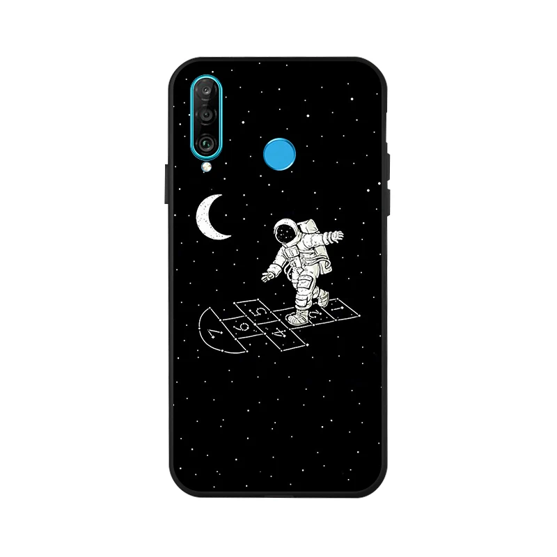 X057 3D DIY Окрашенный черный чехол для huawei P30 Pro P8 Lite Nova 3i 3 4 чехол s Space Moon чехол для телефона huawei mate 10 20X Lite - Цвет: X057