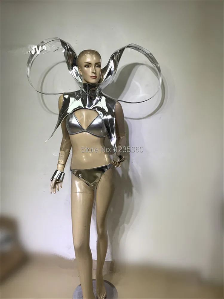 WYY серебро тайские сценические костюмы dj бикини бюстгальтер бальных танцев