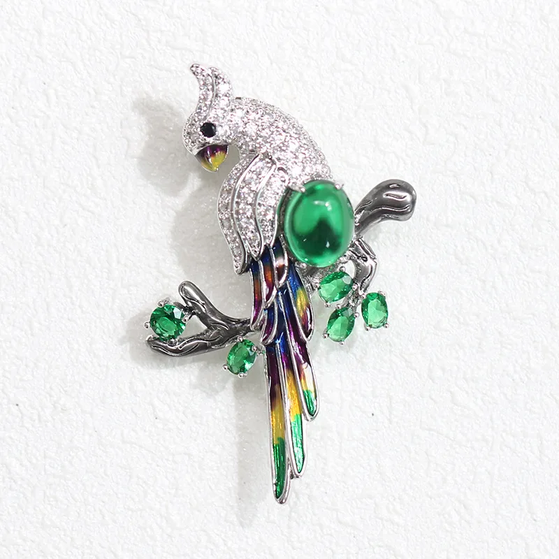 Роскошные высококачественные булавки и броши в виде попугая с зеленым