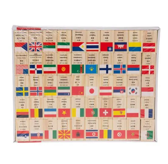 100 шт./компл. Язык Национальный флаг деревянные Игрушечные лошадки домино