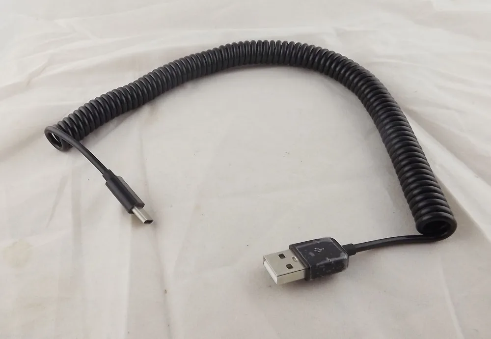 1 шт. USB 3,1 C type Male To 2,0 A Male Спиральный Кабель-адаптер для синхронизации данных черный 3 м