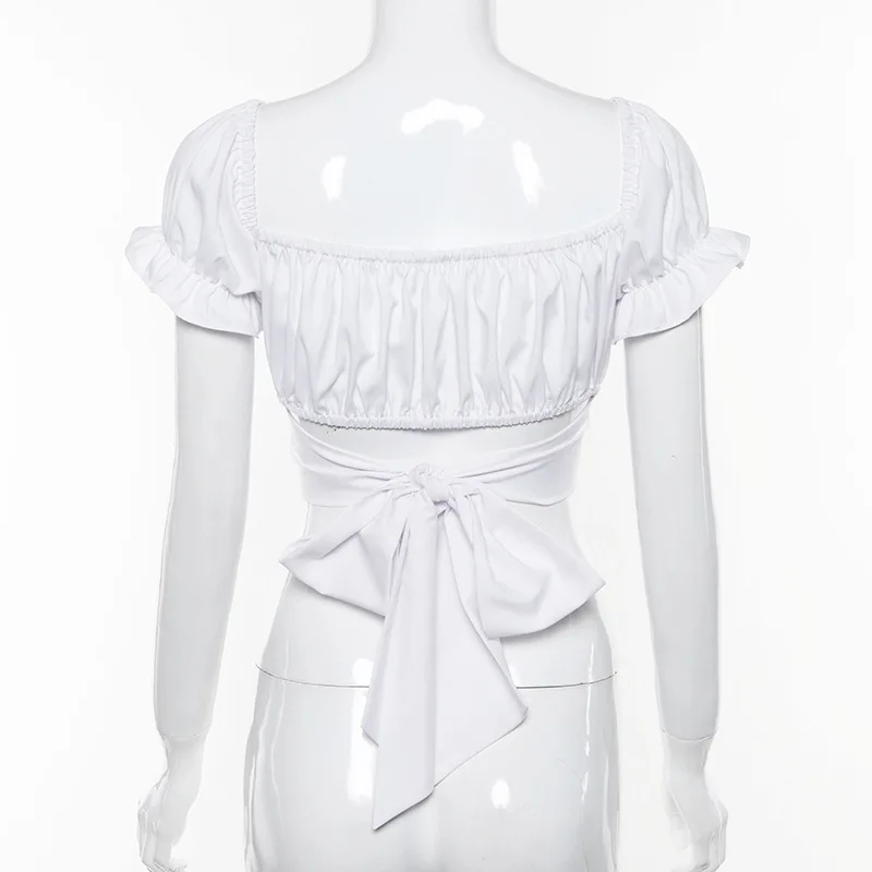 Сексуальный укороченный топ с v-образным вырезом короткий рукав лето 2019