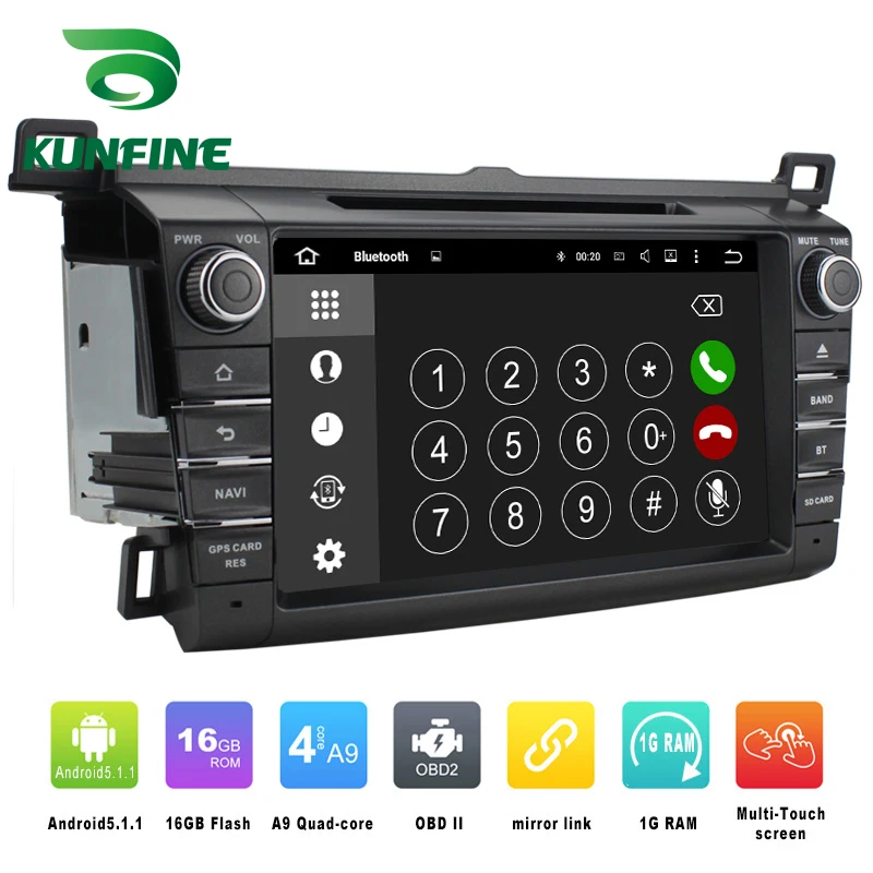 4 ядра 1024*600 Android 5.1 автомобильный DVD GPS навигации игрока стерео для Toyota RAV4 2013-2016