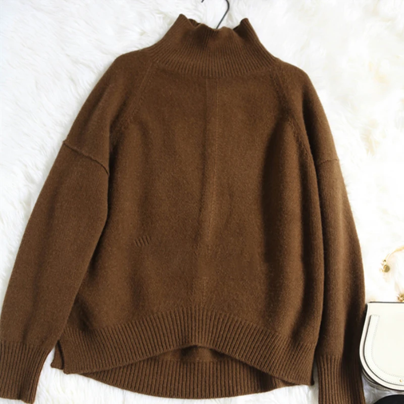 2018 Winter Women Cashmere Wool Turtleneck Sweaters Pullovers Casual Fashion Solid Color Loose Female Knitted Jumpers | Женская одежда