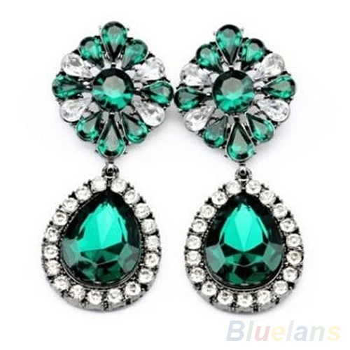 Bluelans очаровательные Модные Винтажные зеленые прозрачные стразы с цветочным