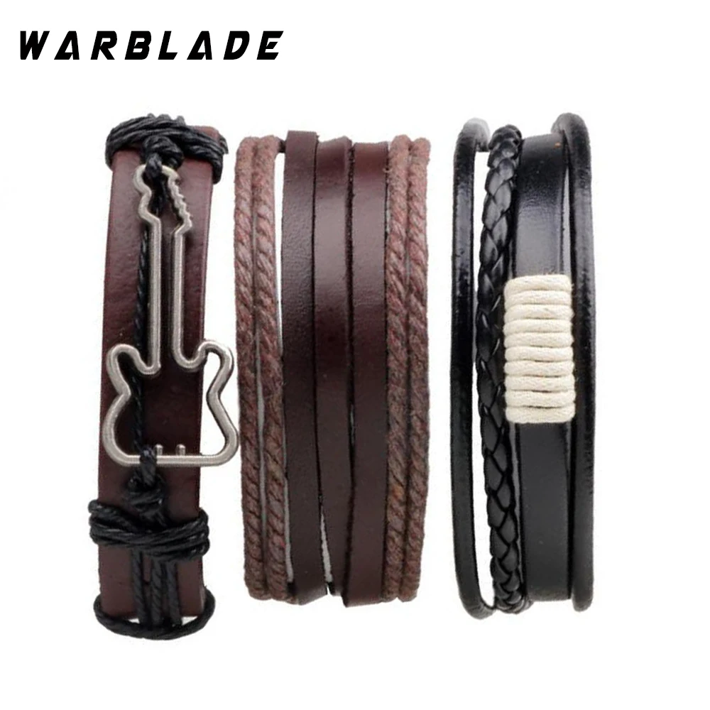 Новинка 2019 мужские ювелирные изделия браслеты из натуральной кожи многослойные