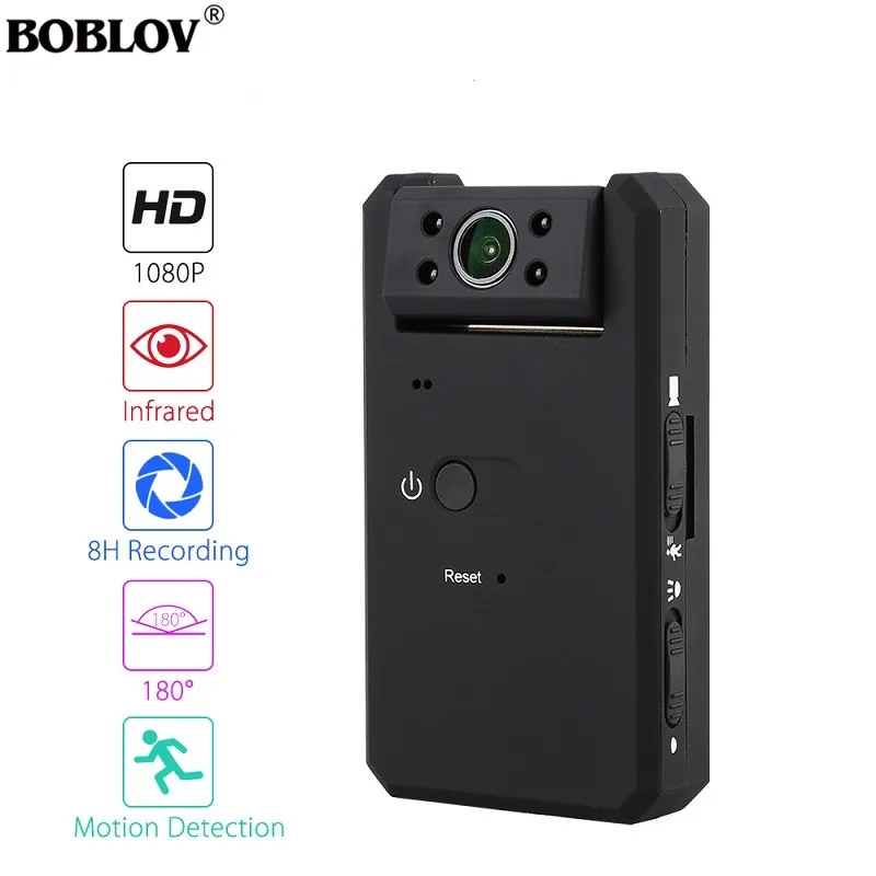 BOBLOV MD90 Mini DV Camara черная 1080P инфракрасная мини видеокамера ночного видения с функцией Обнаружения Движения вращения на 180 градусов