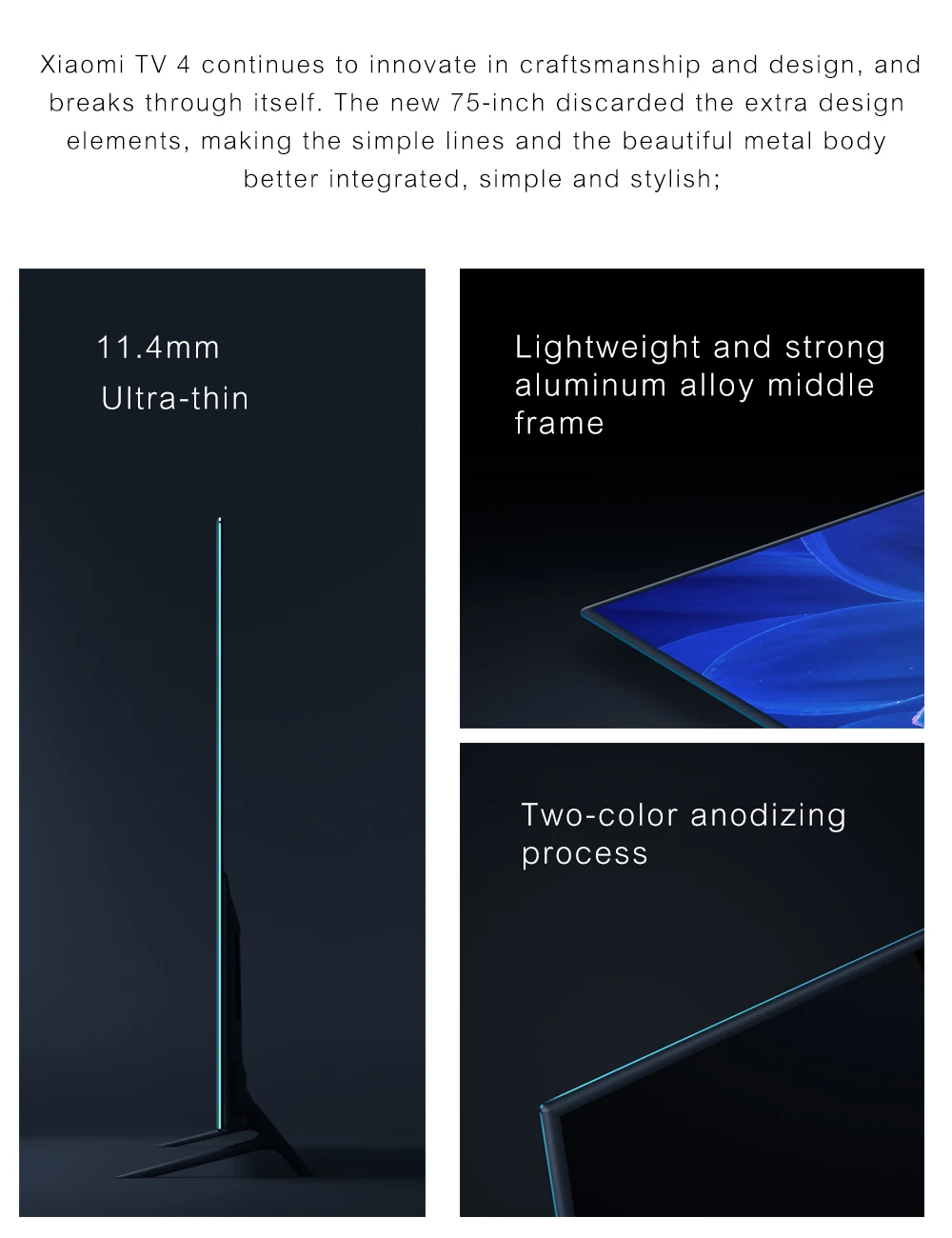 Xiaomi Smart tv 4 75 дюймов беспроводной Ультра-тонкий AI интеллект голосовое телевидение английский интерфейс 4K HDR 2 ГБ+ 32 Гб ram Dolby+ DTS