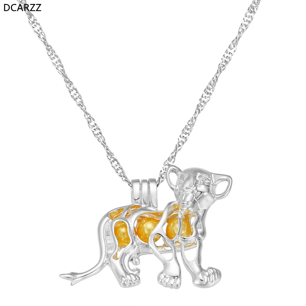 Ожерелье с мультяшным львом Симба жемчужная клетка подвеска ожерелье жемчужные