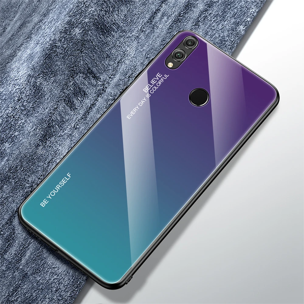 Чехол Aurora из закаленного стекла для huawei Honor 8X20 Pro 10 9 Lite View 20 Y9 Nova 3 3i 4 8X с мягкими краями жесткая цветная задняя крышка