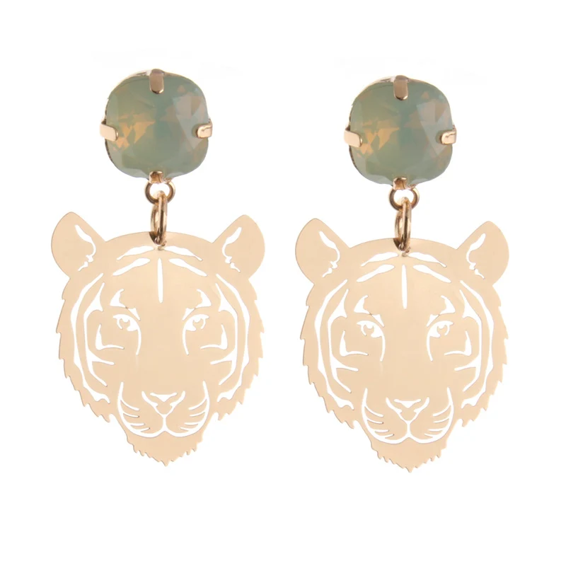 Женские леопардовые серьги NeeFu WoFu медные подвески с тигром и львом подарочные