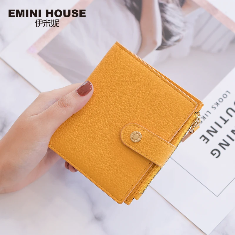 Женский кошелек из натуральной кожи EMINI HOUSE компактный складной 4 цвета с
