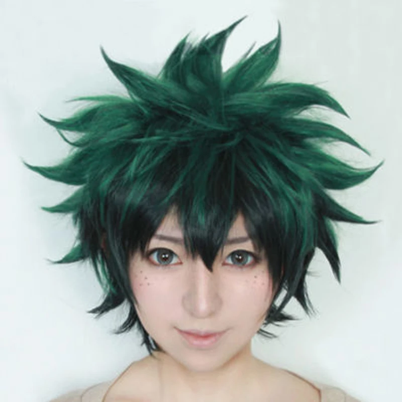 Парики My Boku no Hero Academia Izuku Midoriya Короткие Зеленые черные синтетические волосы