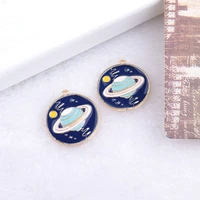 10pcs alloy colorful enamel planet pendant enamel charms diy accessories for handmade fashion necklacekeychains earrings