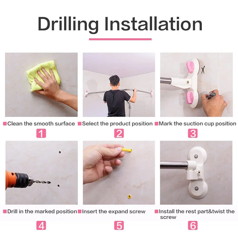 L образный стержень для душевой занавески присоски угловая направляющая в ванную