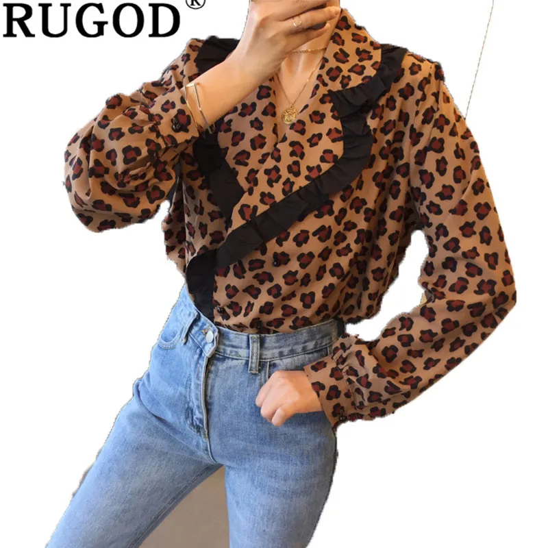 RUGOD/Модные женские рубашки с глубоким v образным вырезом повседневные офисные