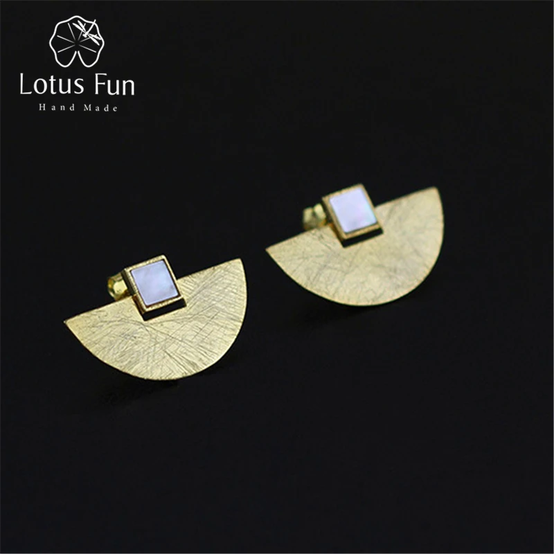 Lotus Fun Real 925 Sterling Silver Natural Stone Handmade Fine Jewelry Vintage Luxury and Simple Stud Earrings for Women Brincos | Украшения