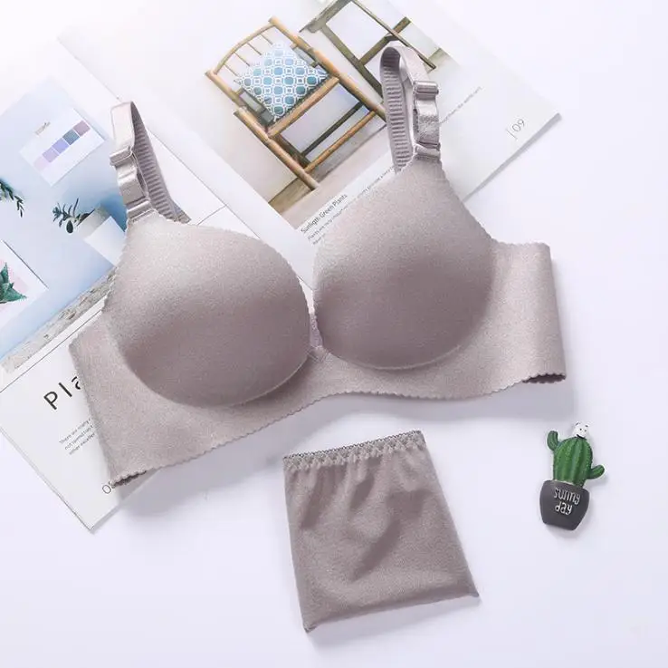 grey set Baharcelin, сексуальный женский бюстгальтер пуш-ап для молодых девушек, нижнее белье, французский романтический бюстгальтер с цветочным принтом, милый бюстгальтер, комплекты нижнего белья - Цвет: grey set