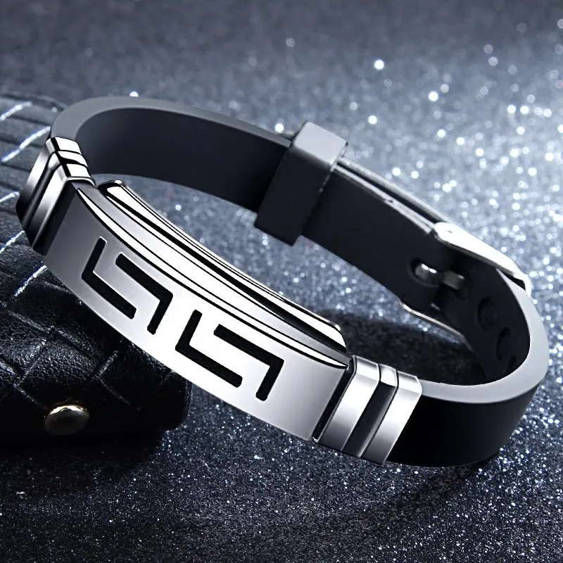 Браслет из нержавеющей стали с силиконовым покрытием мужской ювелирный браслет Pulseira Masculina Мужская мода Браслеты 2018 Винтажное крестовое обереговое украшение Ювелирные изделия.