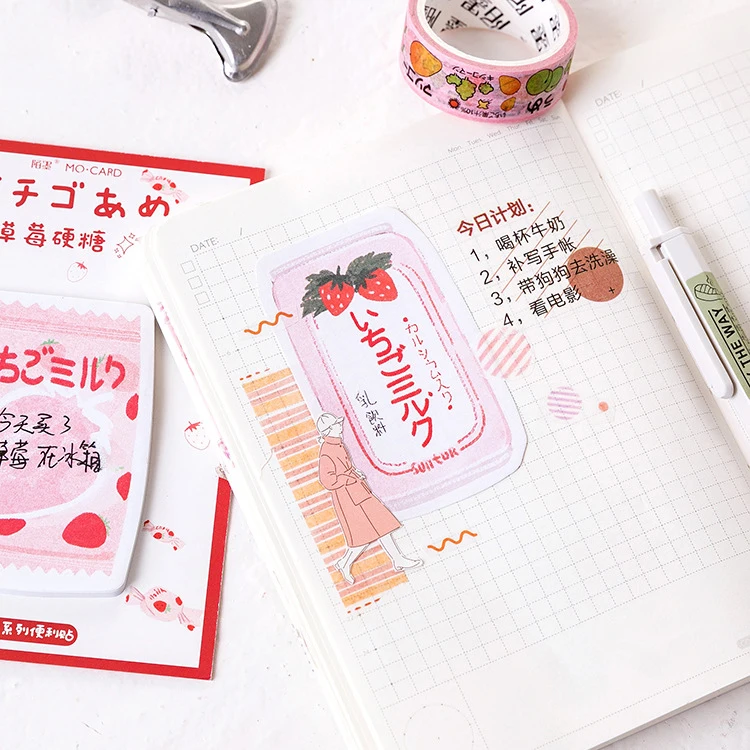 Kawaii милый стикер с клубничным молоком для заметок маркеры Закладка блокнот
