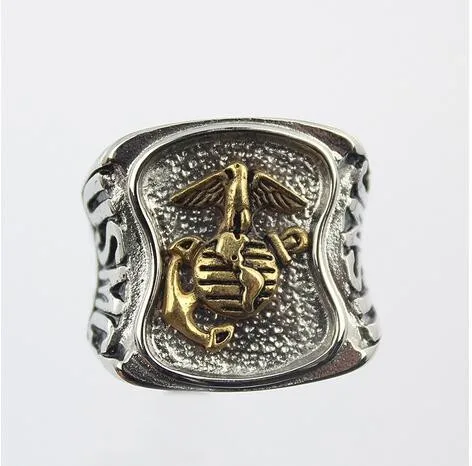 Кольцо из нержавеющей стали с изображением морпехов США кольцо в стиле милитари