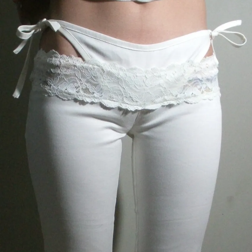 Женские кружевные стринги с низкой талией имитация двух частей Капри брюки