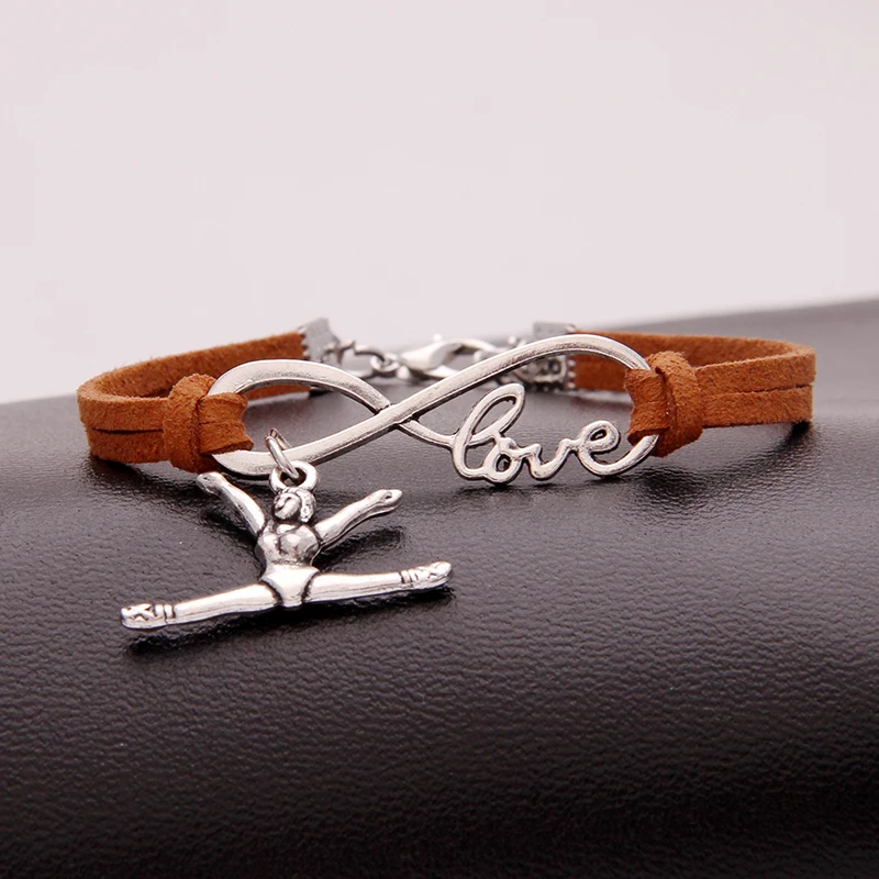 (12 шт./лот) спортивный браслет Infinity Love гимнастический ручной работы браслеты для