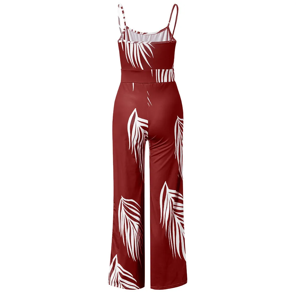 Elegant Women Summer Fashion Floral Print Lady Sling Sleeveless Jumpsuit women jumpsuit romper sexy women bodysuit overalls