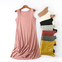 womens summer light casual dress 2022 o neck sleeveless knee length dresses 8 colors stretchable home gown frocks for women