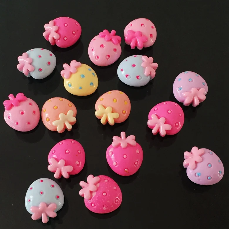 DIY13mm*15mm mixed color diy Christmas strawberry candy phone flat back craft paste button-200PCS/lot-S545*5 | Дом и сад
