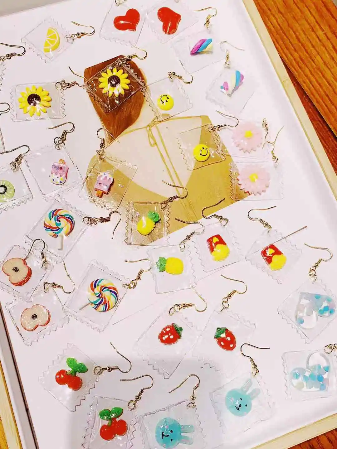 GGCC корейские многоэлементные сердце фруктовый цветок серьги для женщин девочек