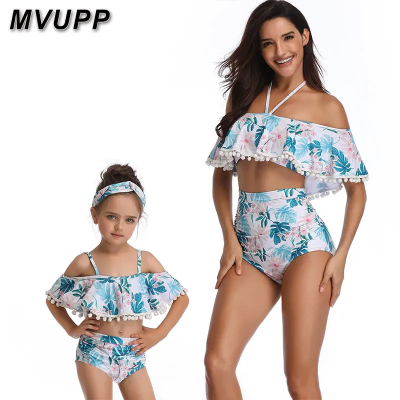 Купальник для мамы и дочки купальный костюм Мама я бикини Одинаковая одежда всей