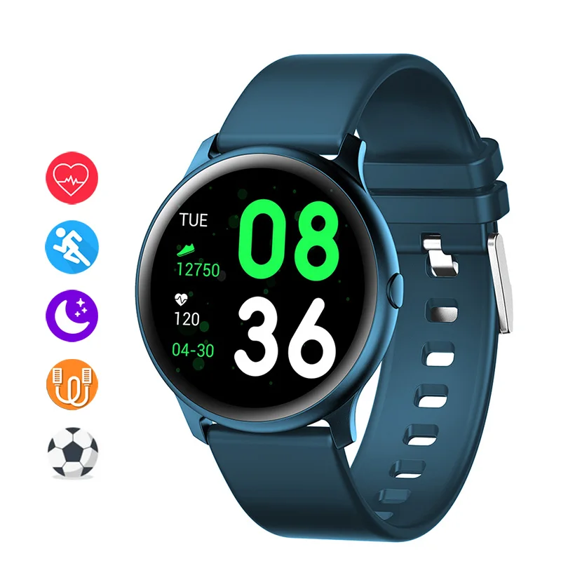 Blue Мужские смарт-часы для женщин, пульсометр, шагомер, Bluetooth, умные часы, напоминание о звонках, женские Смарт-часы для Android IOS - Цвет: Blue