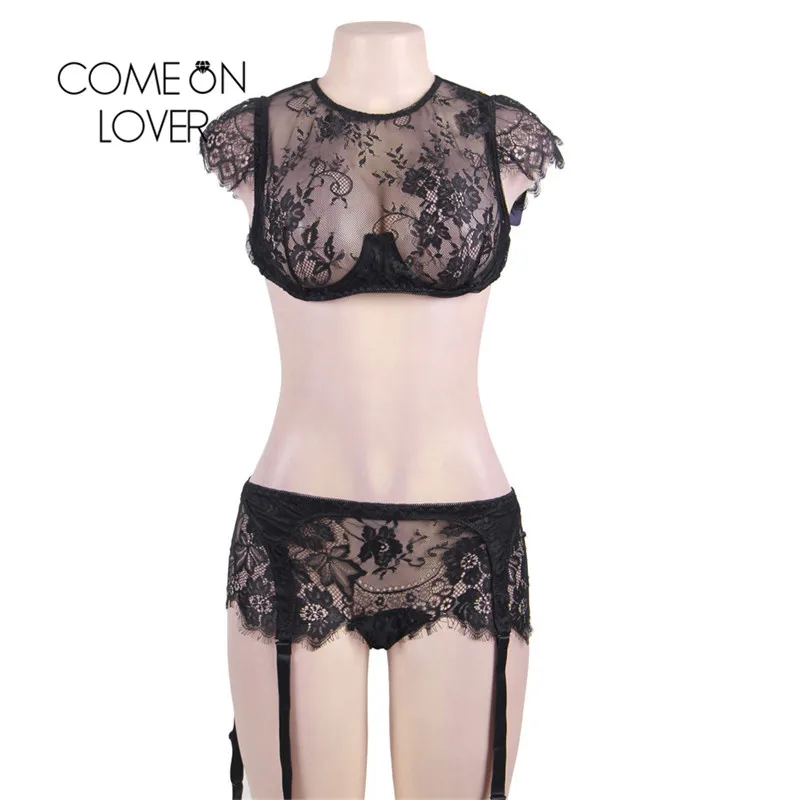 Comeonlover Sous Vetement Femme сексуальный кружевной бюстгальтер без косточек черного и белого цвета, сексуальный комплект нижнего белья, сексуальное эротическое женское белье, набор бюстгальтеров RI80312