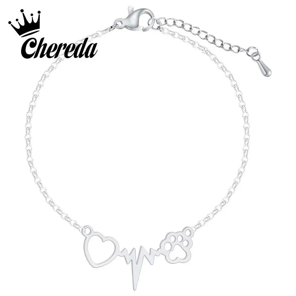 Chereda Boho электрокардиограмма браслеты из нержавеющей стали для женщин цепочка в