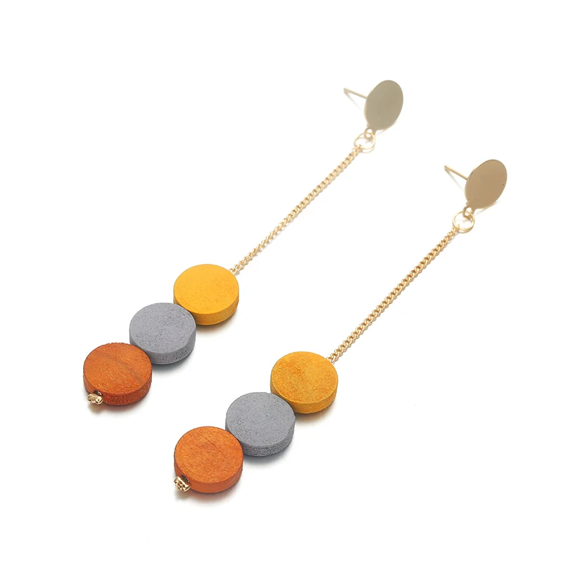 Богемные длинные серьги для женщин 2019 новые модные корейские круглые деревянные