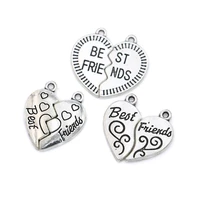 5sets tibetan silver plated best friends heart charms pendants for bracelet necklace jewelry making diy handmade craft 22x12mm