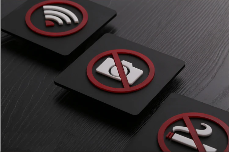 Не курить без фотографий WIFI знак квадратный акриловый наклейки 10x10cm|Таблички и