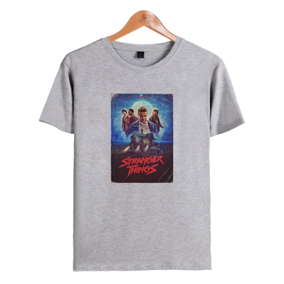 Мужская футболка с принтом странные вещи короткая забавная круглым вырезом